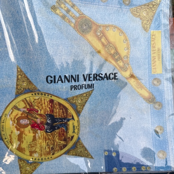 Vintage 90’s Versace Jeans Blue Jeans Promo Fragrance Perfume cotton bandana - Picture 7 of 8